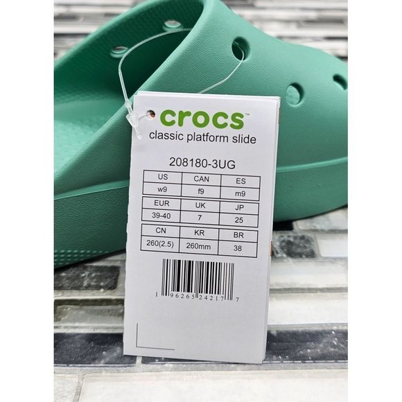 Crocs Classic Platform Jade Stone Women's Slides Size 9 - Picture 9 of 11